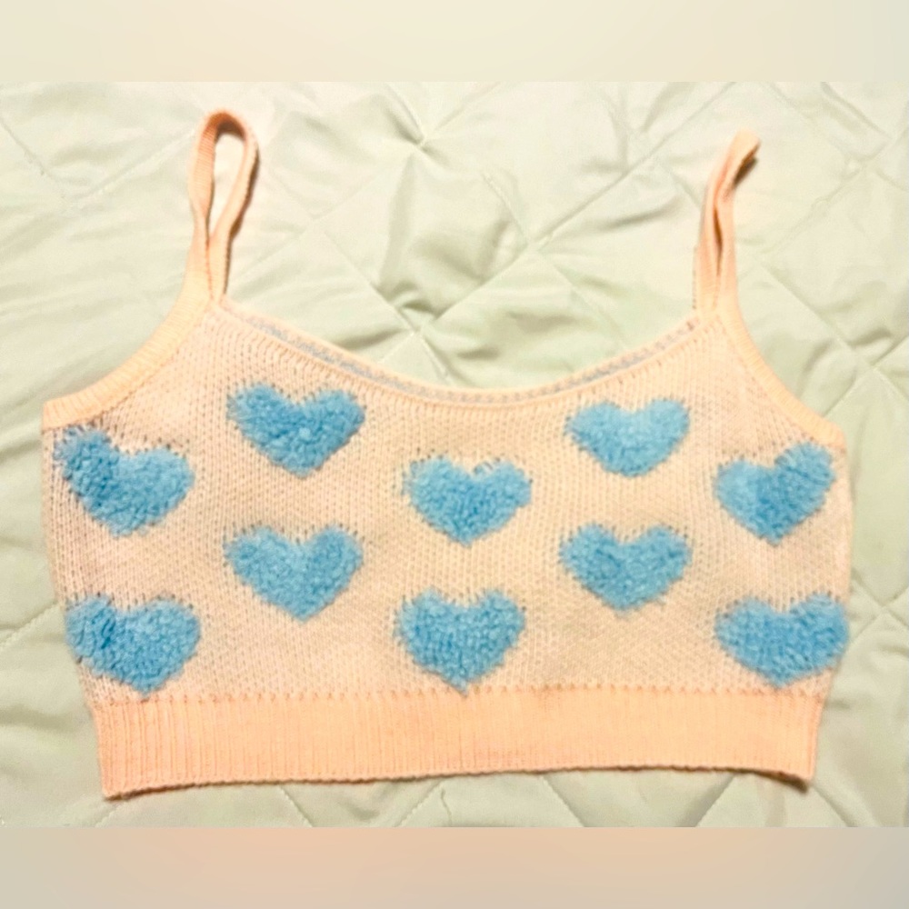 New Pastel Gothic Pink Anime Heart Crop Top Women’s Small Cosplay Shirt